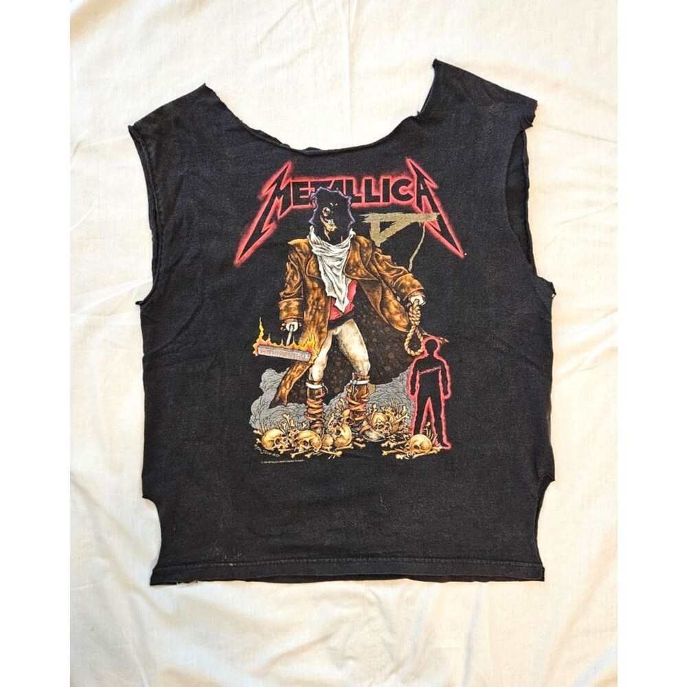 Vintage 1994 Metallica Unforgiven Pushead Cut Off Double Sided Band Tee USA